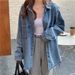 Chicco Chicco Street Style Workwear Denim Jacket Women, Spring And Autumn New Korean Version, Plus Size Loose Long Sleeve Casual Shirt_mkmklike.com