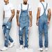 Men's Clothing Fashion Men's Strappy Denim Rompers Ripped Jeans Trousers_mkmklike.com