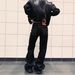 Plus Size Rhinestone Embellished Jeans For Women – High Waisted Straight Leg Denim Pants With Vintage Wash (Fall Streetwear Collection)_mkmklike.com