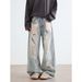 Light Blue Washed Ripped Beggar Pants Men And Women Loose Street Design Fashionable Jeans_mkmklike.com