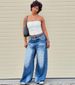 Women's Clothing Women's Casual Wide Leg Jeans Monkey Washed Street Fashion Trousers For Formal & Casual For Women_mkmklike.com