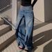 Women's Clothing Retro Deconstruction Style Reversible Jeans For Women Y2k High Street Design Lengthened Casual Wide Leg Pants Trend_mkmklike.com