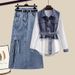 Women's Clothing Autumn Outfit A Complete Set 2024 New Fashion Salty Two Piece Shirt High Waist Denim Skirt Two Piece_mkmklike.com