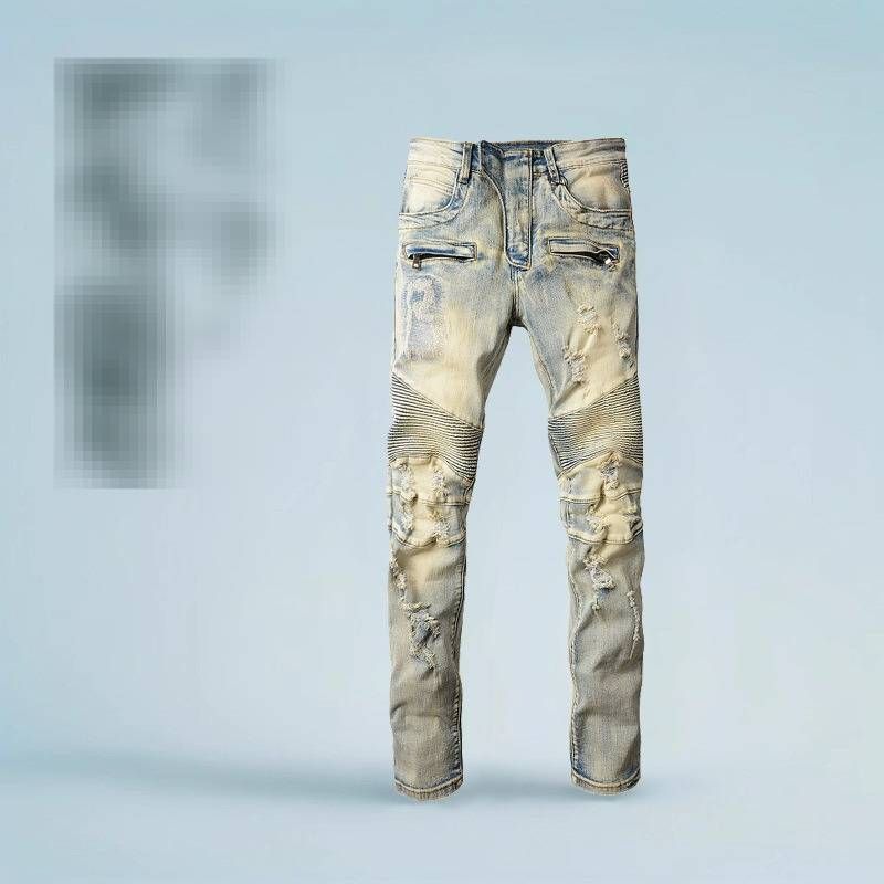 Men's Clothing Distressed Tight Ripped Motorcycle Style Slim Stretch Men's Pants 979_mkmklike.com