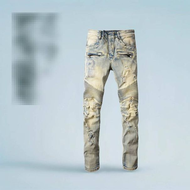 Men's Clothing Distressed Tight Ripped Motorcycle Style Slim Stretch Men's Pants 979_mkmklike.com