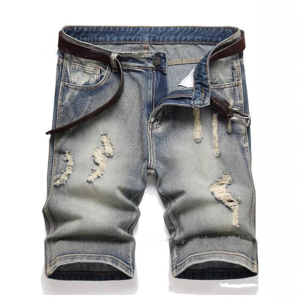 Men's Ripped Denim Shorts Mid-Length Casual Jeans For Men_mkmklike.com