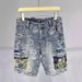 Summer New Style Men's Denim Shorts Trendy Versatile High End Slim Fit Mid Length Five Point Pants_mkmklike.com