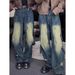 High Street Retro Distressed Wasteland Style Washed Wrinkled Flared Jeans Men's European And American Wide-Leg Trendy_mkmklike.com
