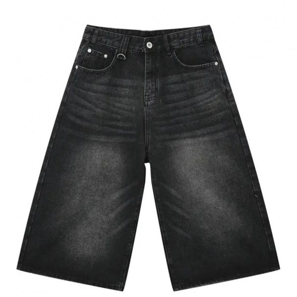 Retro Style Men's Jeans Loose Wide Leg Straight Cropped Design Loose Wide Leg Fit_mkmklike.com
