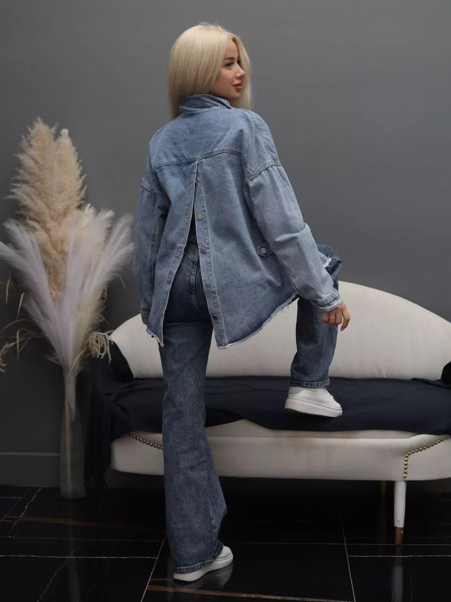 Oversized Denim Jacket For Men & Women - Long Sleeve Distressed Casual Coat With Asymmetrical Hem, Streetwear Fashion, Comfortable Cotton Blend_mkmklike.com