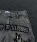 Summer New Washed Slim Fit Men's Denim Shorts Black Gray Elastic Ink Splash Hole Patch mid Waist Slight Stretch Machine Washable_mkmklike.com