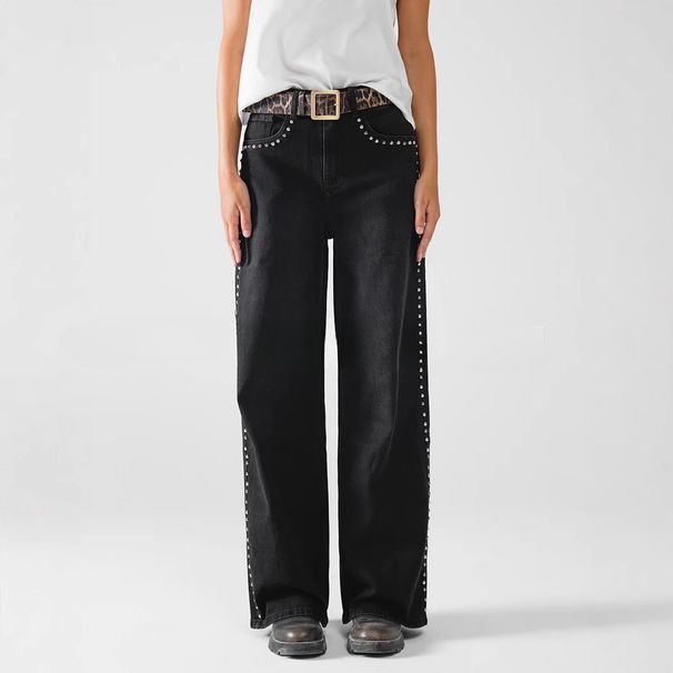 Women's Clothing Fashion Rhinestone Studded Wide Leg Jeans For Women Trendy European And American Style_mkmklike.com