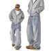 Unisex Vintage Washed Straight-Leg Jeans – Oversized High-Street Fashion For Effortless Streetwear Styling_mkmklike.com