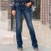 Women's Stretch Flared Jeans - Mid Rise Denim Pants With Hand-Distressed Details, Comfortable & Stylish For Casual & Office Wear_mkmklike.com