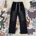 Men's Vintage Splatter Wash Jeans – Relaxed Fit Wide-Leg Denim Pants With Elastic Waist (S-3XL, Black/Blue)_mkmklike.com