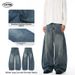 LKTM Men's Retro Patchwork Bamboo Pattern Jeans Trendy Wide Leg Pants For Men And Women Curved Design_mkmklike.com