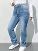 K Fashionable Casual Elastic Denim Straight Leg Pants_mkmklike.com