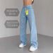 Women's Casual High-Waisted Stretch Denim Jeans - Comfortable Loose Fit For Everyday Wear (Light Blue, Sizes 25-32)_mkmklike.com