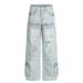 Distressed Cargo Jeans For Men Heavy-duty Vintage Washed Wide-leg Straight Long Pants Multi-pocket Loose Trendy_mkmklike.com