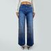 Women's European American Style Starry Rhinestone Denim Jeans Loose Straight Leg Casual Trousers Sparkly Street Style Long Pants_mkmklike.com