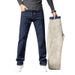 Winter Quality Lamb Wool Thermal Jeans Men's Fleece Thickened Straight Jeans Men's Fat Plus Size Pants_mkmklike.com