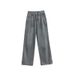 American Retro Distressed Jeans For Women, High-waisted, Slimming, Straight-leg, Wide-leg, Loose-fitting, Drapey,_mkmklike.com