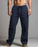 New 2026Men's Cotton Linen Casual Pants Comfortable Straight Leg Drawstring Waist Plus Size Loose Fit S-4XL_mkmklike.com