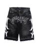 Cross Border Factory Direct Sales American Retro Washed Loose Shorts Personality Trend Pattern Street Straight Jeans Men_mkmklike.com