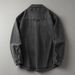 Versatile Washed Denim Shirt Jacket For Men, Retro Loose And Handsome Casual Shirt Jacket Top_mkmklike.com