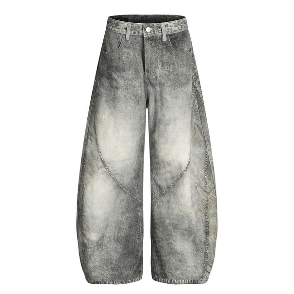 Post-Apocalyptic Distressed Denim Pants – Deconstructed Patchwork & Gradient Wash For Men_mkmklike.com