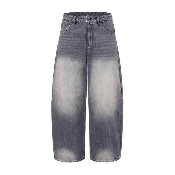 Vintage Scythe-Cut Baggy Jeans For Men & Women – High Street Fashion Washed Denim Pants, Oversized Fit, 100% Cotton, No Stretch, Grey_mkmklike.com