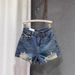 European Style Slim Fit High Waisted Ripped Wide Leg Denim Shorts Women's Frayed Edges a Line Hot Pants Trendy Summer 2026_mkmklike.com