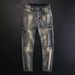 Men's Slim Fit Motorcycle Jeans With Retro Embroidery - Vintage Blue Stretch Comfort For Autumn Riding_mkmklike.com