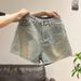 Women's Vintage A-Line Denim Shorts - Retro Light Blue High Waisted Summer Shorts For Casual Street Style_mkmklike.com