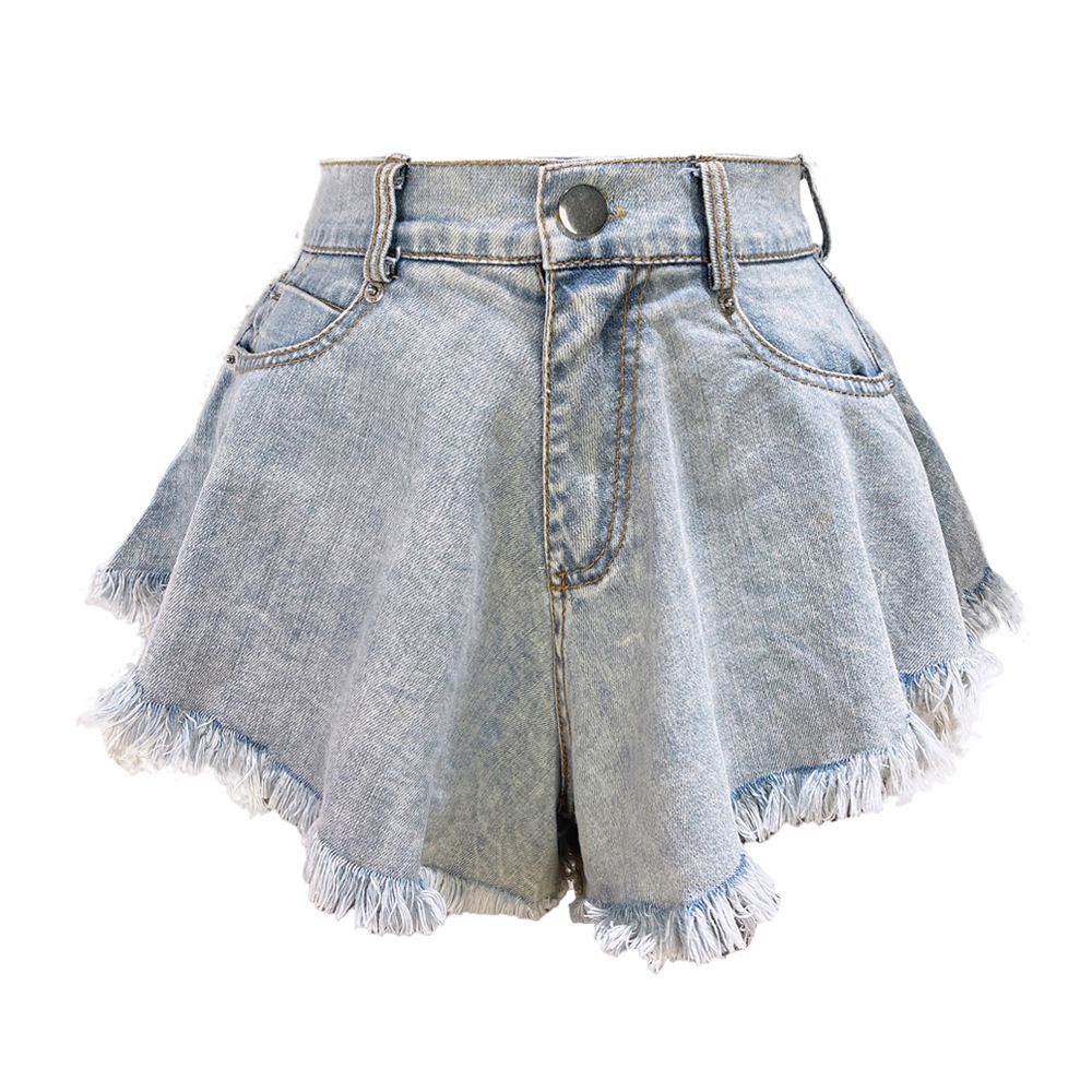 Women's Distressed Denim Shorts - High Waisted Ripped Jeans With Frayed Hem Trendy Loose Fit Summer Fashion_mkmklike.com