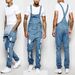 Men's Clothing Fashion Men's Strappy Denim Rompers Ripped Jeans Trousers_mkmklike.com