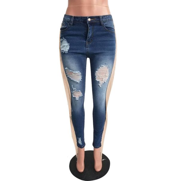 European And American Casual Ripped Tassel Jeans Fashionable Personality Street Trend Denim Trousers_mkmklike.com