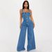 Women's Clothing Fashion Casual Sexy Overalls Denim Jumpsuit Wide Leg Pants_mkmklike.com