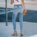 Cross-border 2025 European And American Stretch Denim Jeans Women, Long Ripped Mid-waist Skinny Pants For Sexy Girls_mkmklike.com