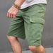 Men's Army Green Denim Shorts Mid-Length Summer Straight Leg Cargo Pants Multi Pocket Trousers in Stock_mkmklike.com