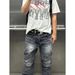 Men's Clothing Washed Distressed Fringe Hem Flared High Waist Stretch Denim Jeans For Women - Comfortable & Stylish Everyday Pants_mkmklike.com