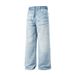 Men's Light Blue Washed Distressed Wide Leg Jeans Retro American Style High Street Baggy Straight Leg Floor Length_mkmklike.com