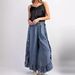 Women's Clothing Bohemian Style Washed Cotton Denim Ruffled Edge Flared Trousers_mkmklike.com