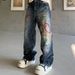 Men's Clothing Embroidered Jeans Unisex Streetwear Embroidered Jeans – Unisex Heavy-Duty Studded Denim Pants (L-XXXL) | Vintage Washed Blue_mkmklike.com