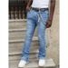 Laike Men's Stretch Jeans Street Fashion Casual Straight Leg Stacked Pants New Popular Ins_mkmklike.com