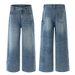 Men's American Retro Straight Leg Jeans With Inverted Pocket Design Unisex Relaxed Fit Floor-Length Denim Trousers_mkmklike.com