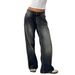 Retro Women's Low Rise Straight Leg Jeans Non-Stretch Washed Wide Leg Jeans Autumn Street Style Fresh And Sweet_mkmklike.com