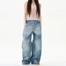 Baggy Ladies Wide Leg Trousers Fashion Low Rise Long Pants Vintage Straight Leg Trousers With Pockets Womens' Casual Pants_mkmklike.com