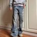 American High Washed Distressed Patchwork Deconstruction Jeans For Men, Loose Slightly Flared, Handsome And Explosive_mkmklike.com