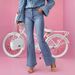 Women's Clothing Flared Jeans High Waist Stretch Denim Pants For Work & Casual Wear, Comfortable Bootcut Trousers With Classic Blue Wash_mkmklike.com